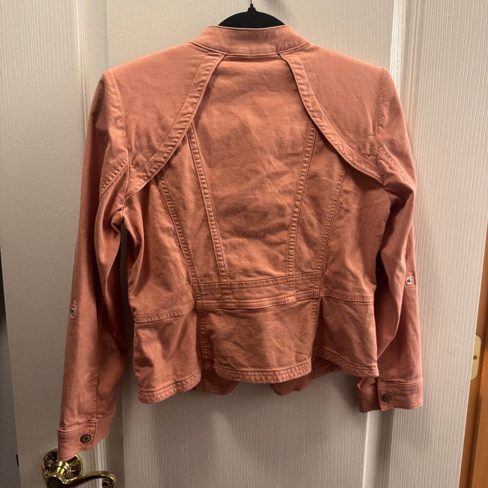 White House Black Market Cropped Military Jacket Coral Pink Women's 4 - Picture 6 of 8